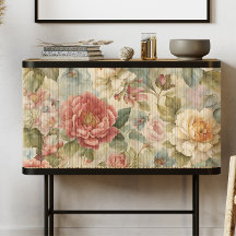 Papel de Decoupage de Rosas Florais Vintage Cottag
