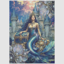 Seda Papel de Decoupage de Sereia de Fantasia Mística E