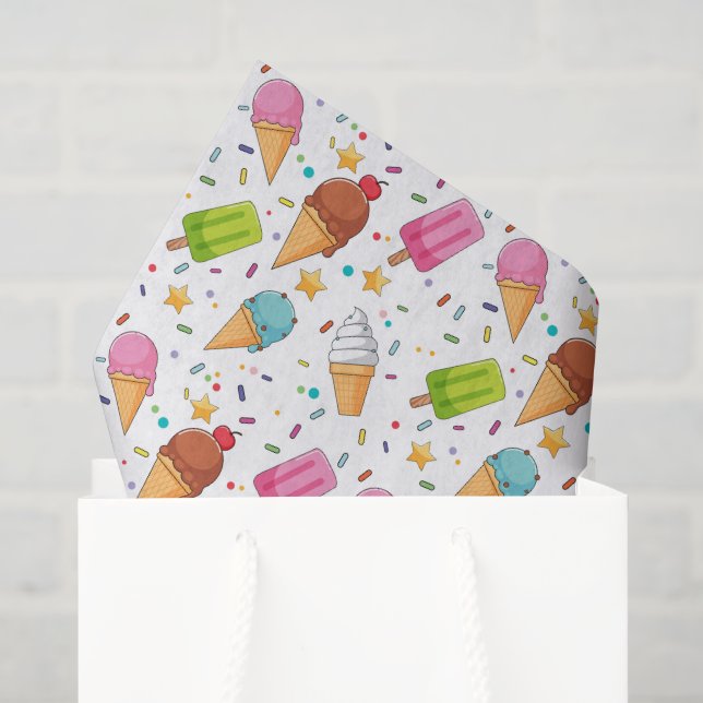 Seda Papel de Decoupage de Sorvete, Sobremesa de Verão (Sacola de presentes)