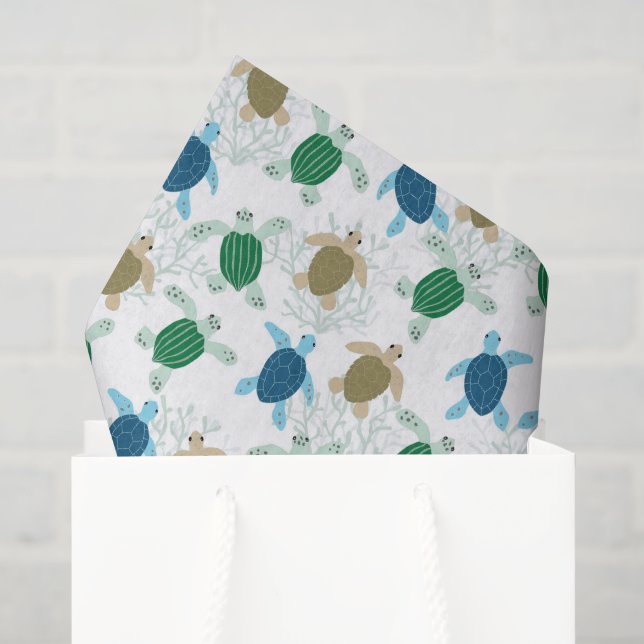 Seda Papel de Decoupage de Tartaruga, Vida Marinha (Sacola de presentes)