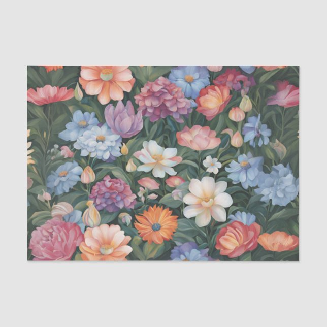 Seda Papel de Decoupage de Tecido Jardim Floral Iridesc (Frente )