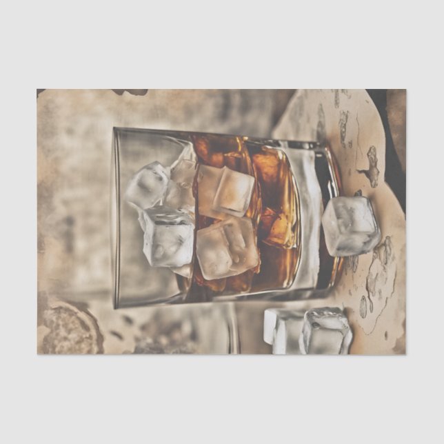 Seda Papel de Decoupage de um Copo de Uísque Bourbon (Frente )
