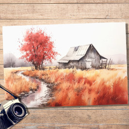 Seda Papel de Decoupage do Barn no outono 6