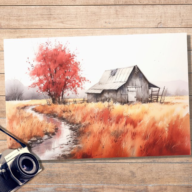 Seda Papel de Decoupage do Barn no outono 6 (Criador carregado)