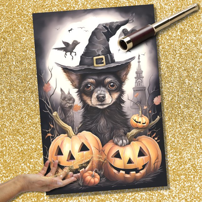 Seda Papel de Decoupage do Cão 1 das Halloween (Criador carregado)