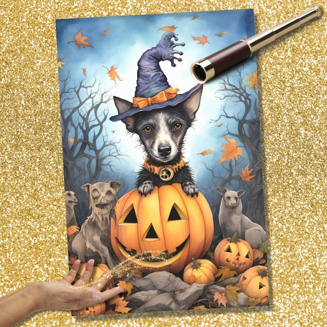 Seda Papel de Decoupage do Cão 2 das Halloween (Criador carregado)