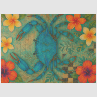 Seda Papel de Decoupage do Caranguejo Azul Tropical - C