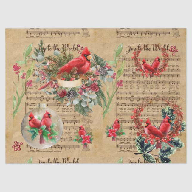 Seda Papel de Decoupage do Cardinal de Natal (Frente )