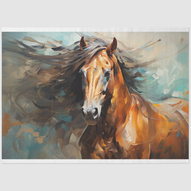 Seda Papel de Decoupage do Cavalo Selvagem 3 (Frente )