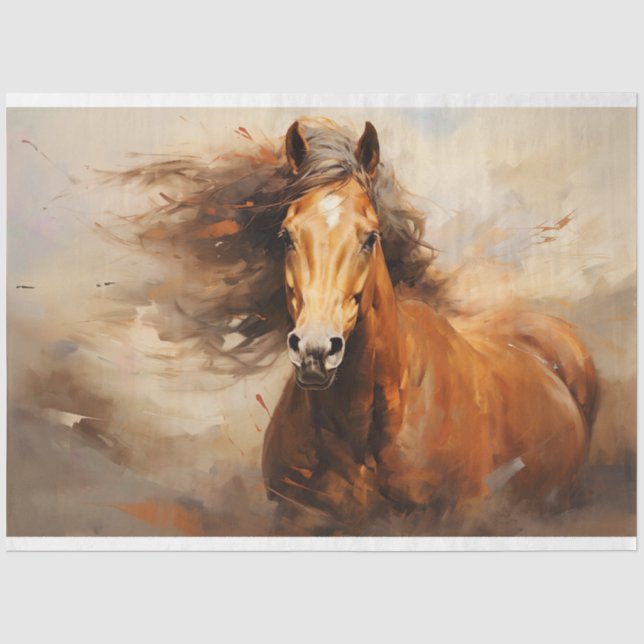 Seda Papel de Decoupage do Cavalo Selvagem 5 (Frente )