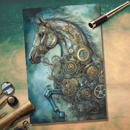 Seda Papel de Decoupage do Cavalo Steampunk 1