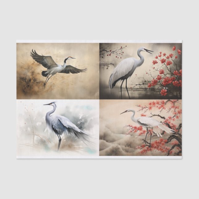 Seda Papel de Decoupage do Coletor de Crane 2 Japonês (Frente )