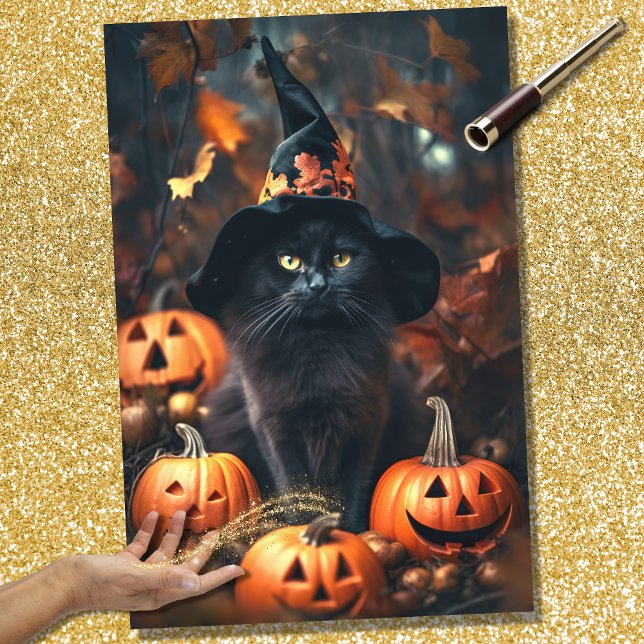 Seda Papel de Decoupage do Halloween Witch Cat 2 (Criador carregado)