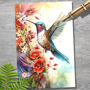 Seda Papel de Decoupage do Hummingbird 4