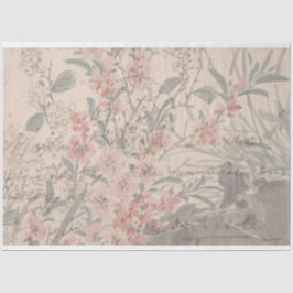 Seda Papel de Decoupage do Mobiliário de Script Floral