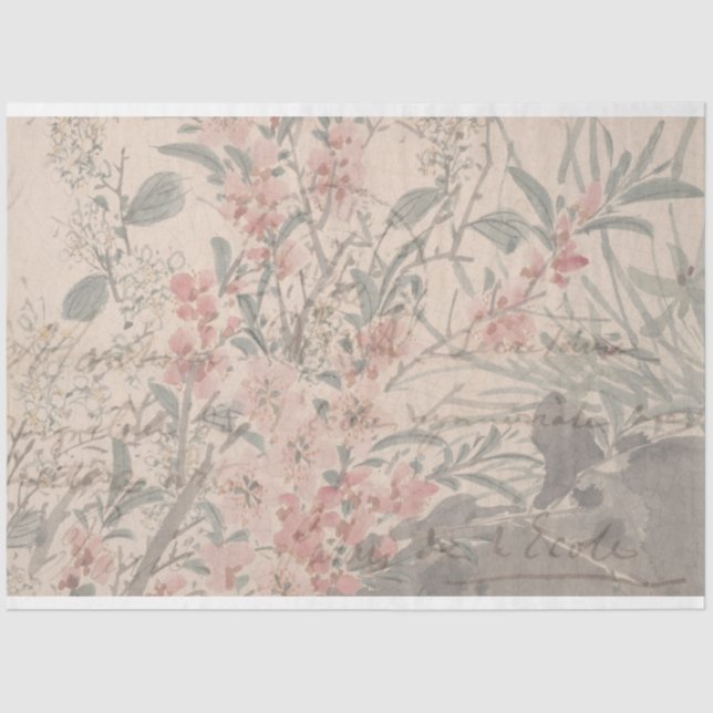 Seda Papel de Decoupage do Mobiliário de Script Floral (Frente )