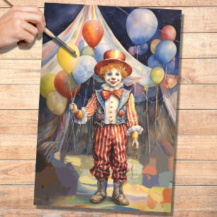 Seda Papel de Decoupage do Palhaço de Circo 2