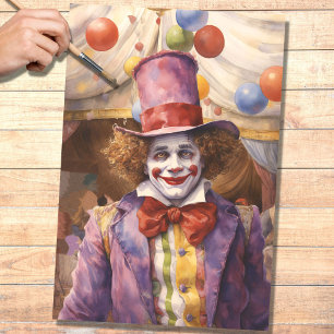 Seda Papel de Decoupage do Palhaço de Circo 5