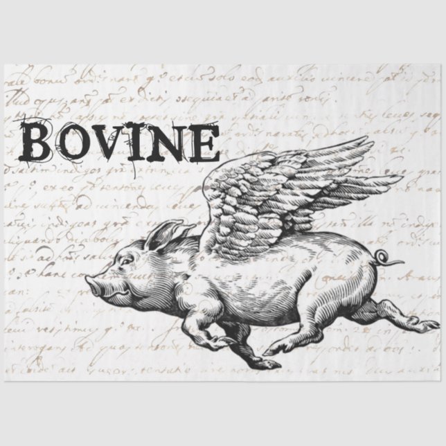 Seda Papel de Decoupage do Porco Voador (Frente )