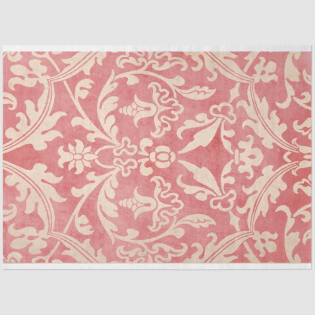 Seda Papel de Decoupage do Red Demask (Frente )