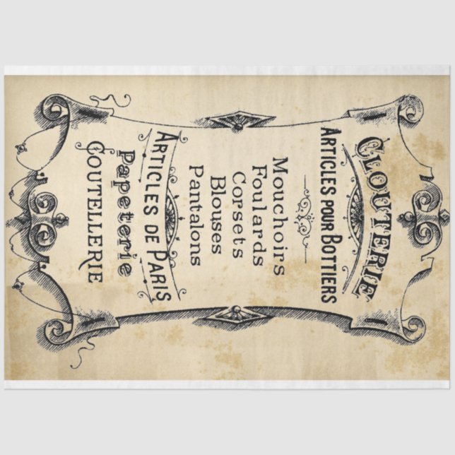 Seda Papel de Decoupage do Rótulo de Clouterie (Frente )