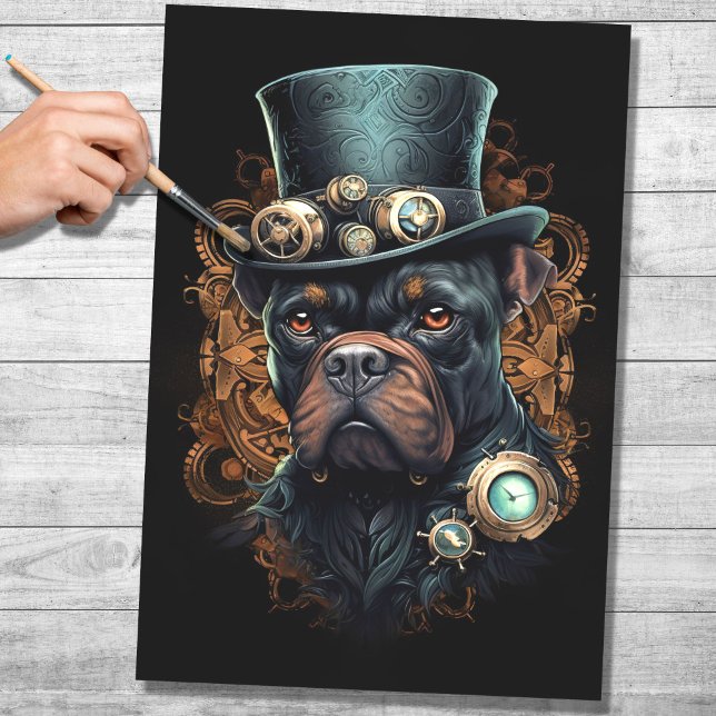 Seda Papel de Decoupage do Steampunk Cane Corso 1 (Criador carregado)