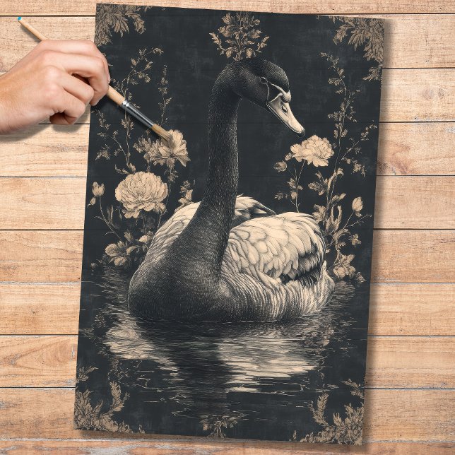 Seda Papel de Decoupage do Swan Preto 1 (Criador carregado)