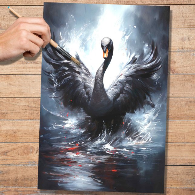 Seda Papel de Decoupage do Swan Preto 3 (Criador carregado)