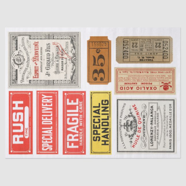 Seda Papel de Decoupage dos elementos da etiqueta do (Frente )