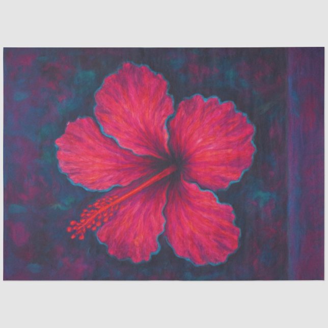 Seda Papel de Decoupage Elétrico Hibiscus - Rosa Neon (Frente )