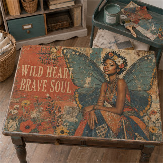Seda Papel de Decoupage Fada Borboleta Coração Selvagem