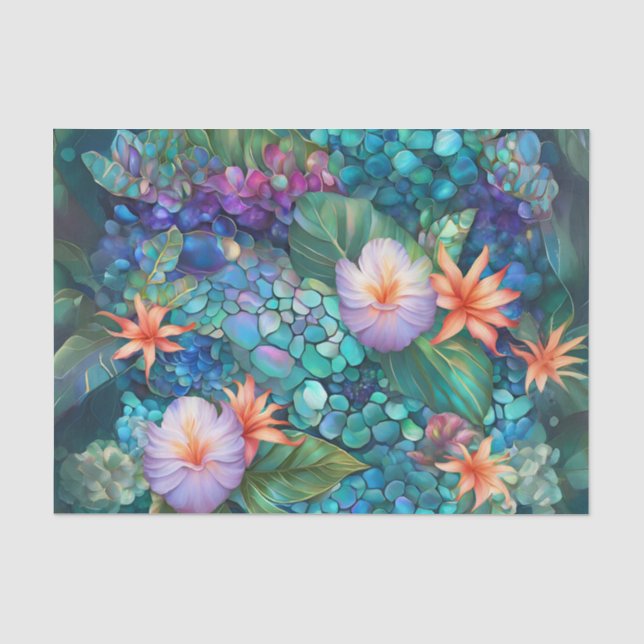 Seda Papel de Decoupage Flor de Abalone (Frente )