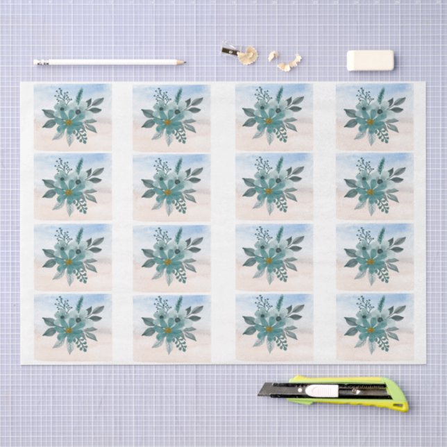 Seda Papel de Decoupage Floral Costeiro Individual  (Arte )