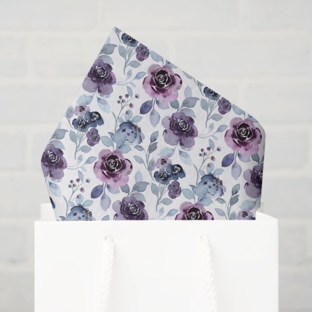 Seda Papel de Decoupage Floral Roxo, Flores Lavanda (Sacola de presentes)