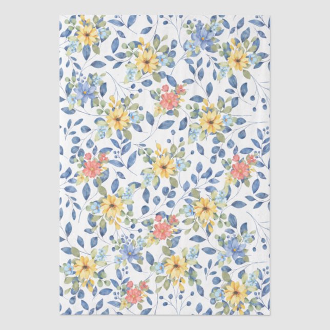 Seda Papel de Decoupage Flores Pastel Delicadas de Prim (Frente )