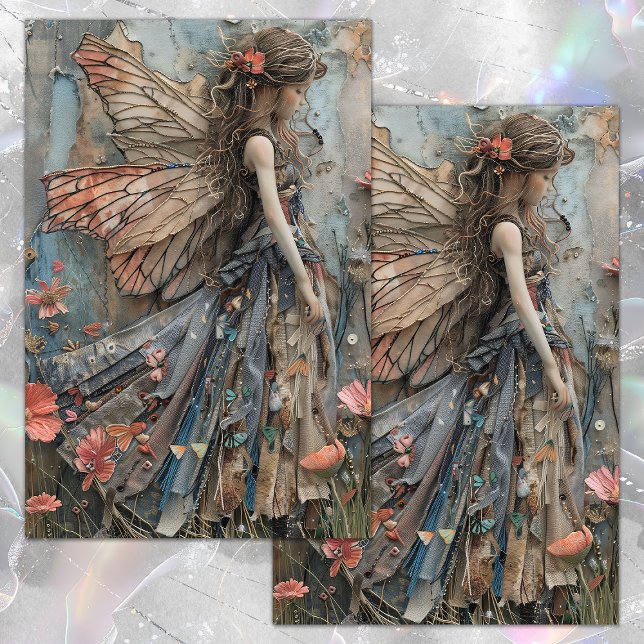 SEDA PAPEL DE DECOUPAGE MENINA FADA DA FLORESTA (FOREST FAIRY GIRL DECOUPAGE TISSUE PAPER)