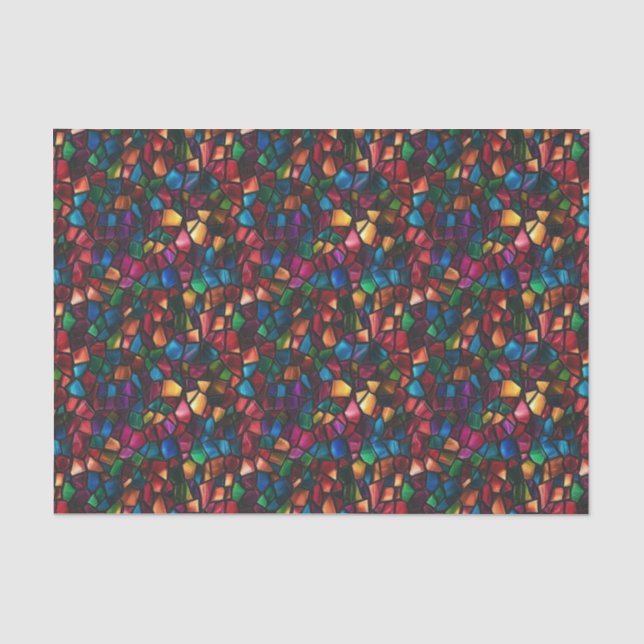 Seda Papel de Decoupage Mosaico de Vidro Manchado Multi (Frente )
