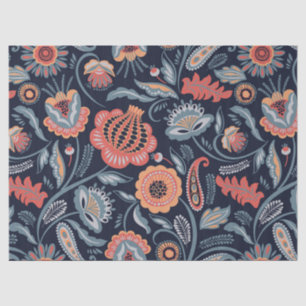 Seda Papel de Decoupage ou Tecido - Floral Azul Boho Ou