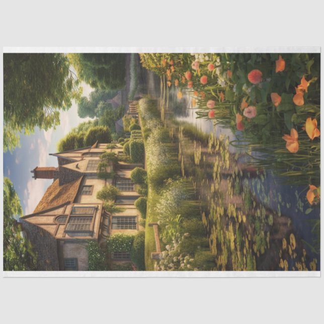 Seda Papel de Decoupage, Papel de Envolvimento - Jardim (Frente )