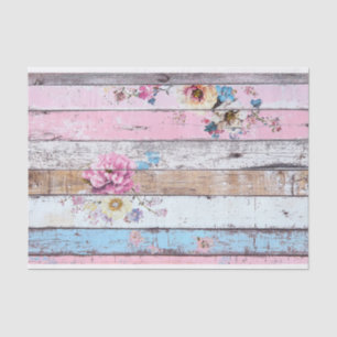 Seda Papel de Decoupage Pink Flower-Wood Plank