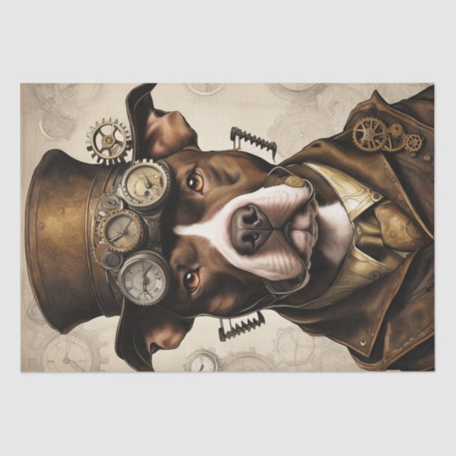 Seda Papel de Decoupage Pitbull Steampunk (Frente )