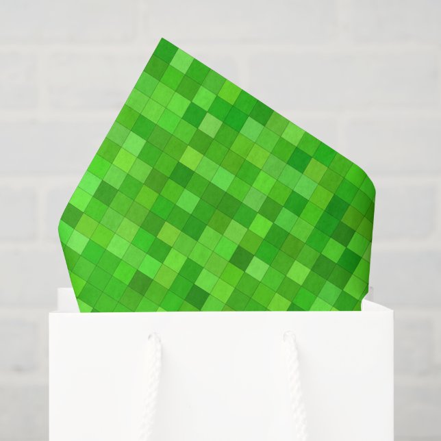 Seda Papel de Decoupage Pixels Verdes, Estilo Bloco de  (Sacola de presentes)