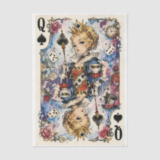 Seda Papel de Decoupage Rainha de Espadas Wonderland