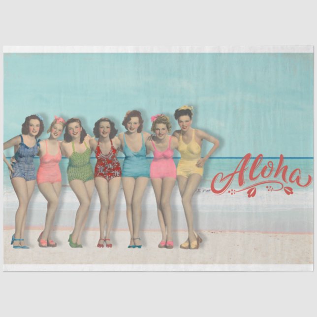 Seda Papel de Decoupage Retro Banho Belezas  (Frente )