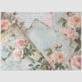 Seda Papel de Decoupage Rosa Bege Antigo Vintage