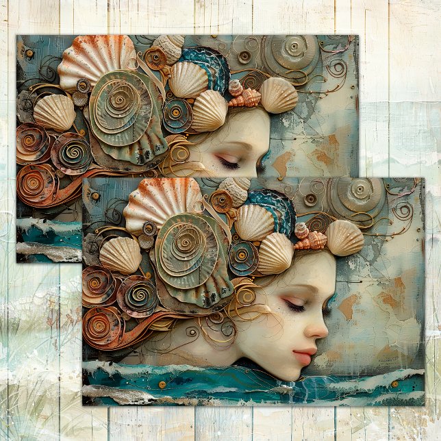 Seda Papel de Decoupage Sereia do Mar (SIREN OF THE SEA DECOUPAGE TISSUE PAPER)
