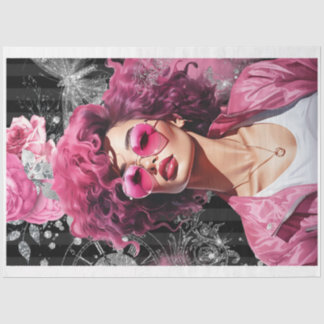 Seda Papel de Decoupage SG2 - Glama preto-e-rosa