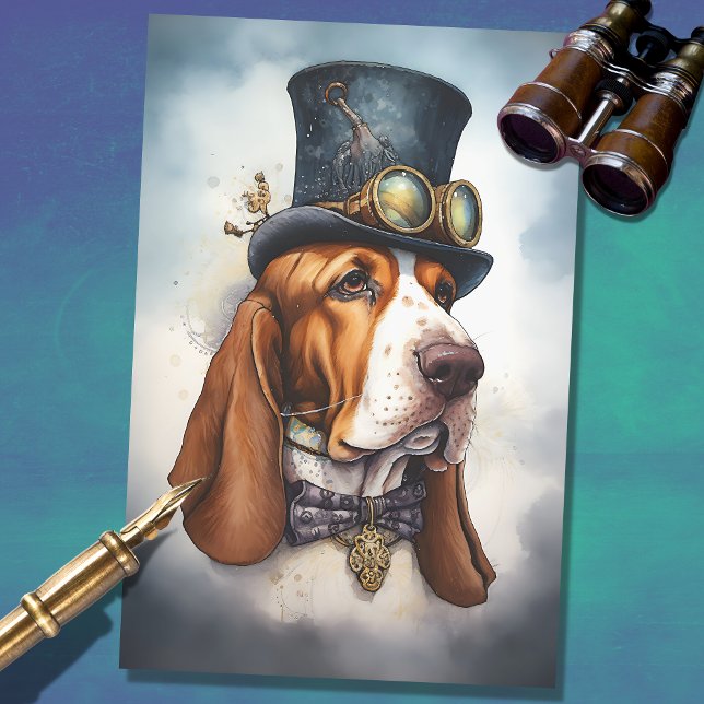 Seda Papel de Decoupage Steampunk 3 de Hound Basset (Criador carregado)