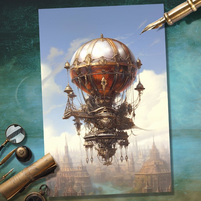Seda Papel de Decoupage Steampunk Hot Air Balloon 3 (Criador carregado)