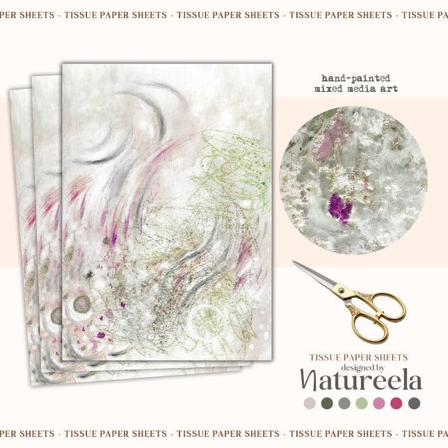Seda Papel de Decoupage Tecido com Design Abstrato Rosa (Criador carregado)